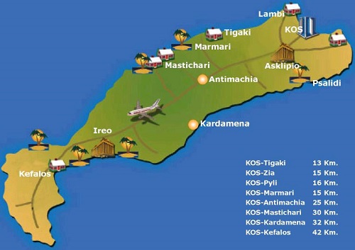 Kos Adası Haritası-Yunanistan